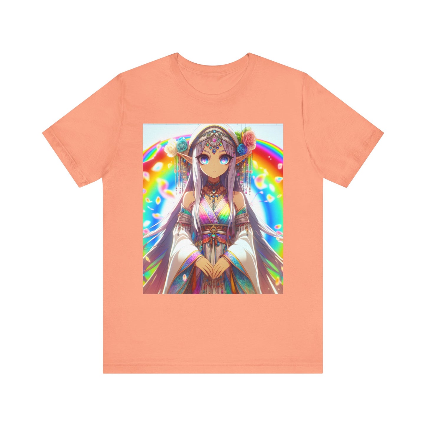 Bohemian Rainbow Tee, Unisex Short Sleeve T-Shirt, Festival Apparel, Anime Lover Gift, Summer Vibes, Colorful Graphic Tee