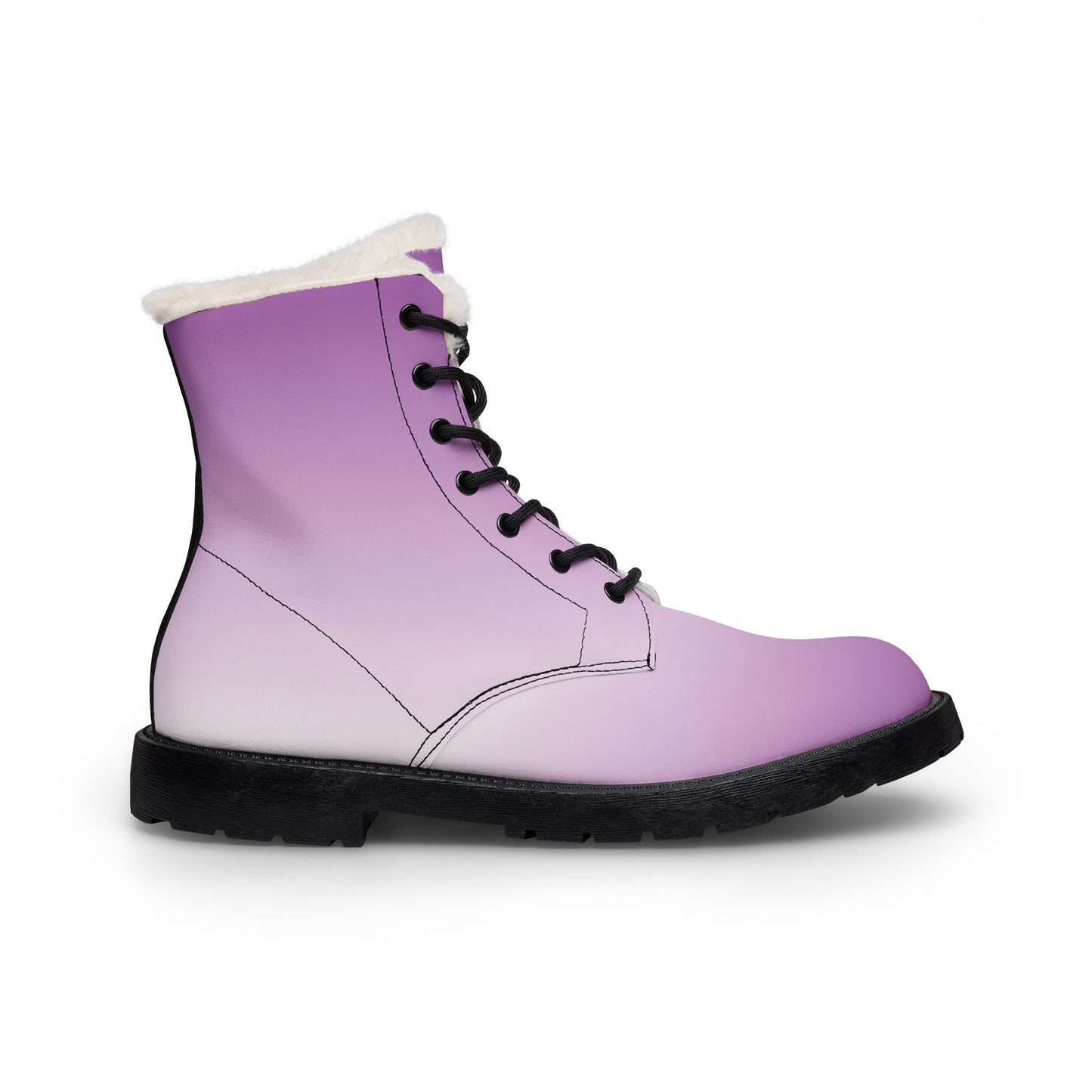 Purple Ombre Fur-Lined Leather Boots — Women's Winter Ankle Boots