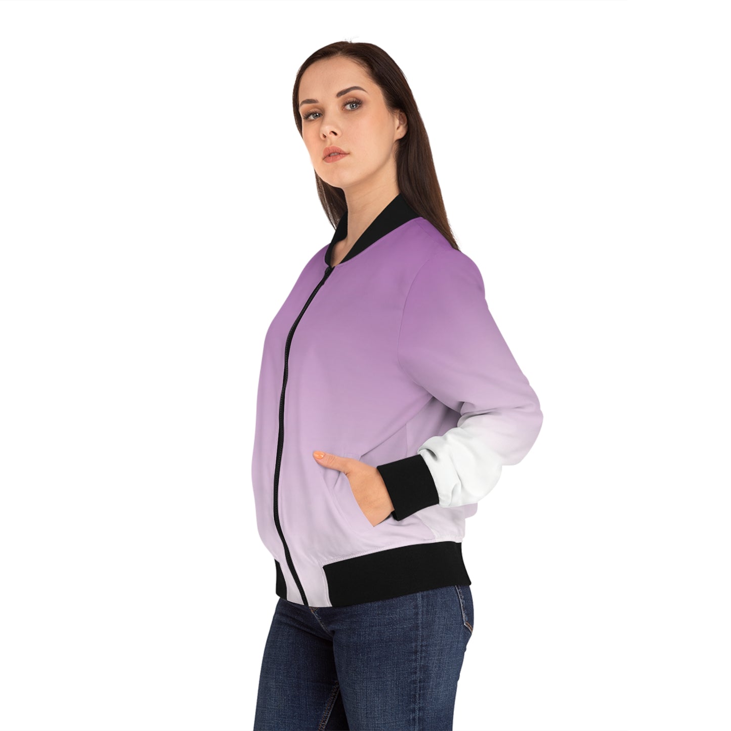 Purple Ombre Bomber Jacket — Women's Gradient Flight Jacket