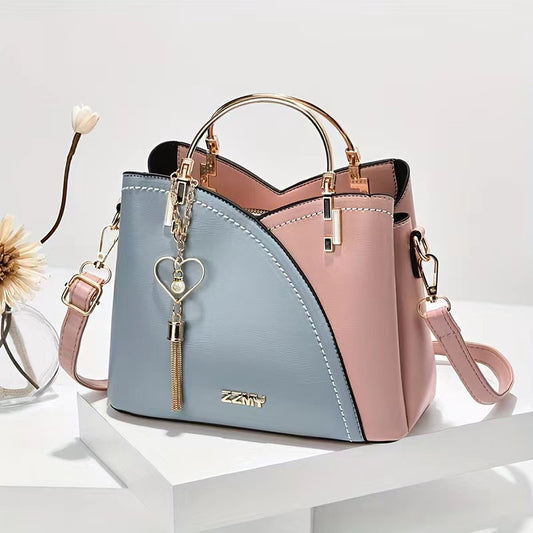 Color-blocked large-capacity shoulder bag with high-quality crossbody design
