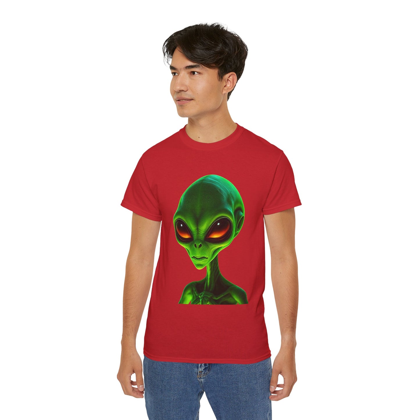 Alien Head Tee – Green Extraterrestrial Graphic T-Shirt