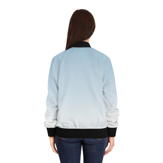 Pastel Blue Ombre Bomber Jacket — Women's Lightweight Gradient Jacket