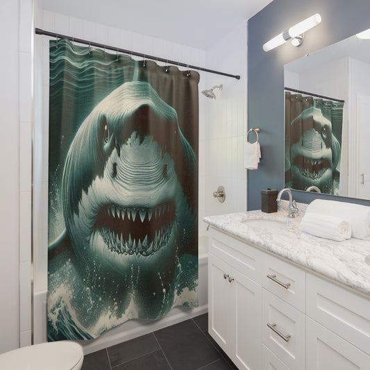 Weißer Hai Duschvorhang