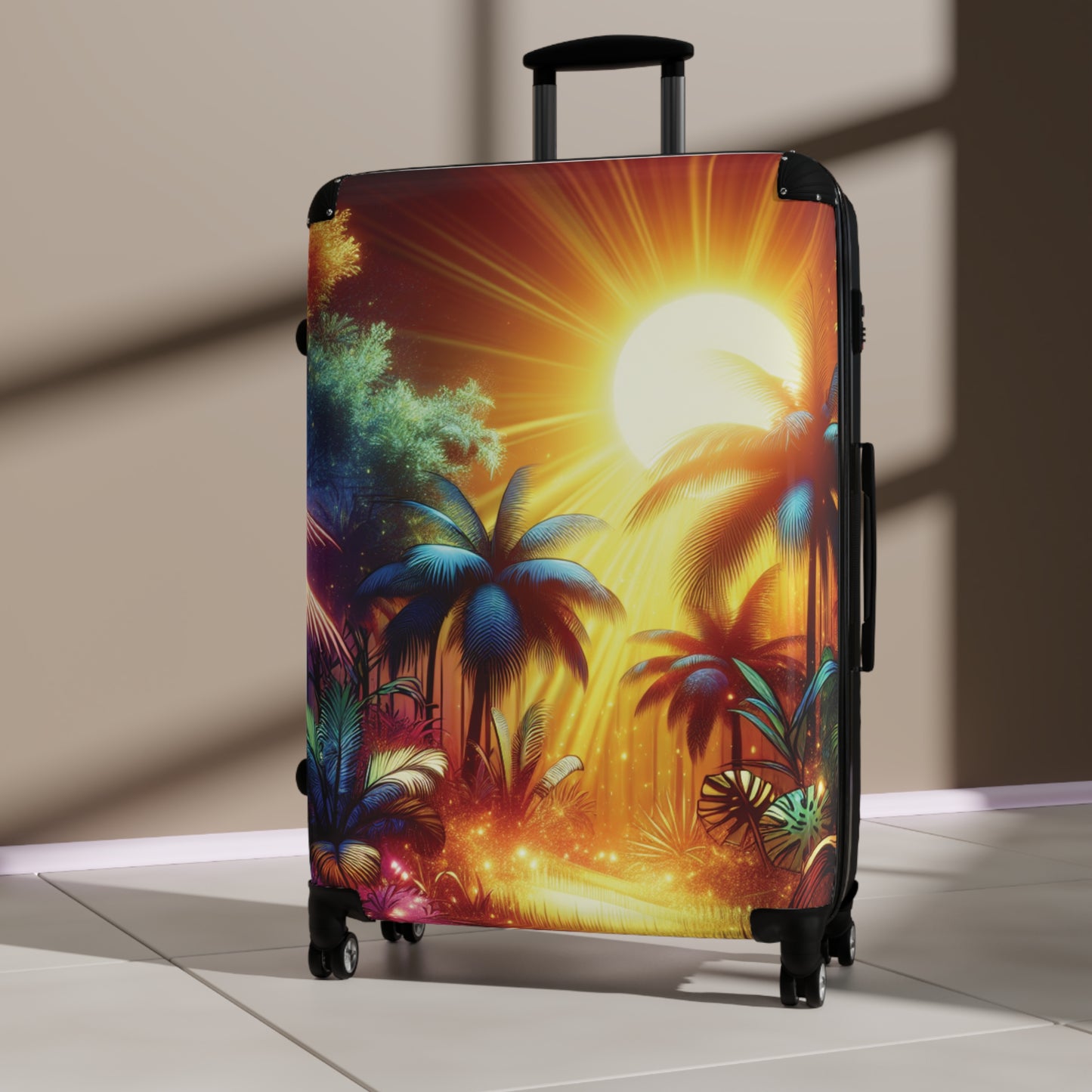 Tropical Sunset Suitcase – Vibrant Palm Beach Travel Luggage