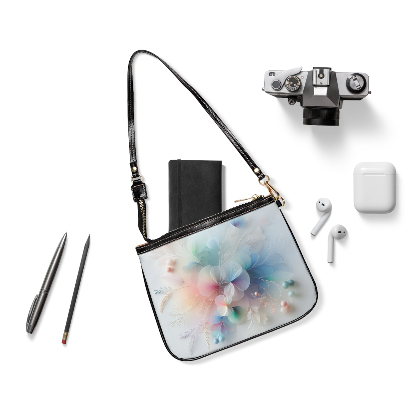 Soft Floral Small Shoulder Bag, Casual Purse, Everyday Tote, Gift for Her, Lightweight Handbag
