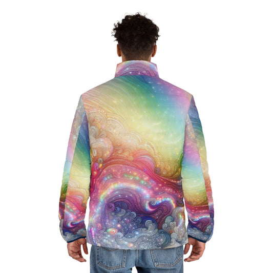 Puffer Jacket — Rainbow Dreamscape All-Over Print
