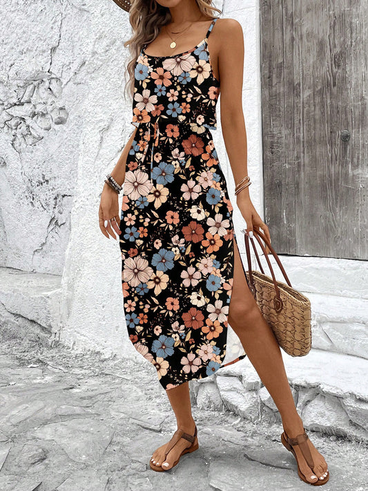 Damen Trägerkleid mit Print – Midi-Kleid in vielen Farben & Mustern