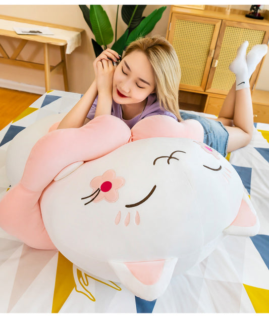 Sakura Glückskatze – Kuschelkissen im Kirschblüten-Look, 35 bis 65 cm