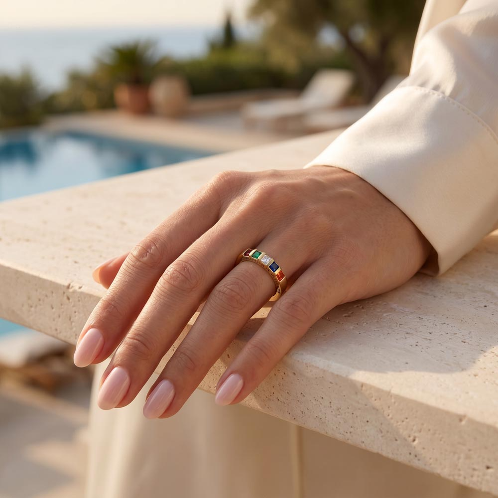 Women's Stackable Birthstone Ring With Message Card