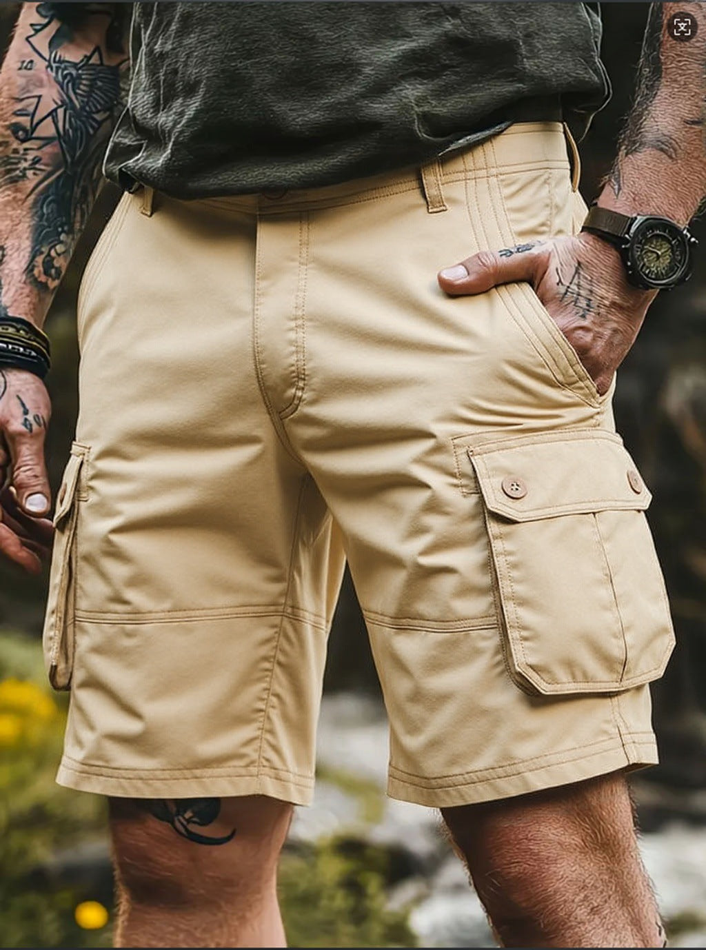Men's Tactical Tooling Shorts Loose Straight Casual Pants