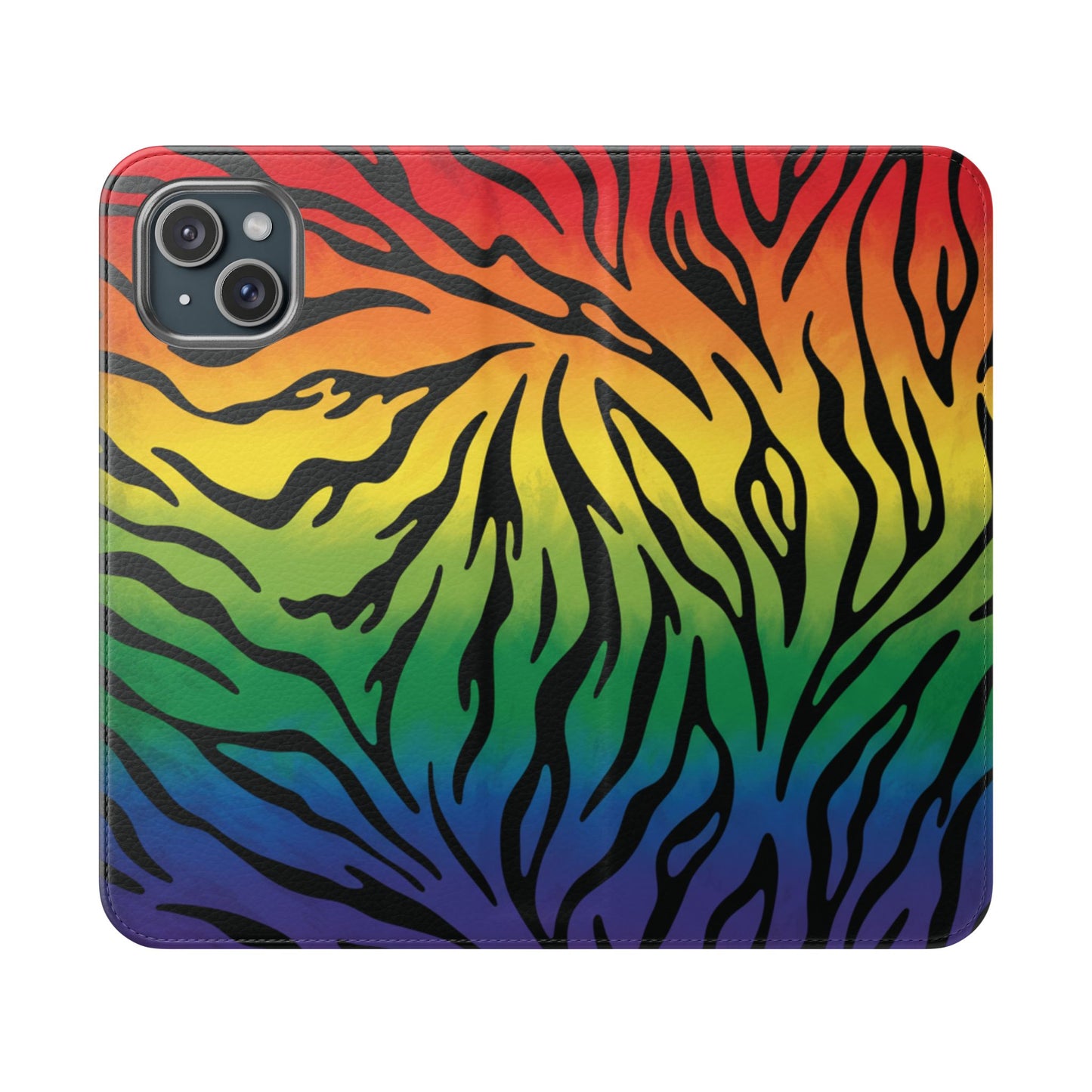 Rainbow Zebra Flip Phone Case – Colorful Pride Wallet Cover