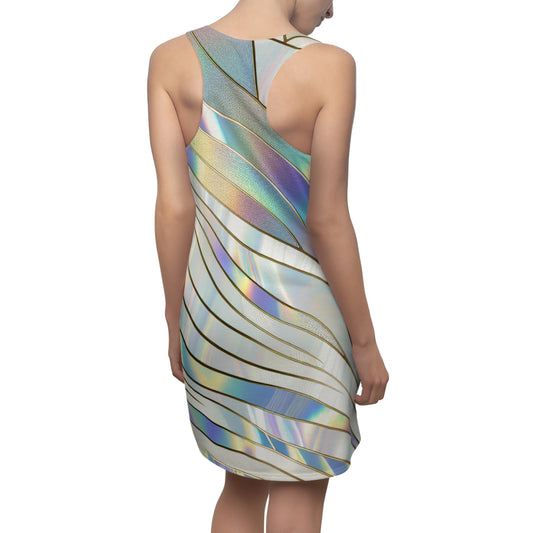 Iridescent Abstract Racerback Dress, Summer Fashion, Beach Cover-Up, Evening Dresses, Bohemian Style, Party Attire, Unique Gift