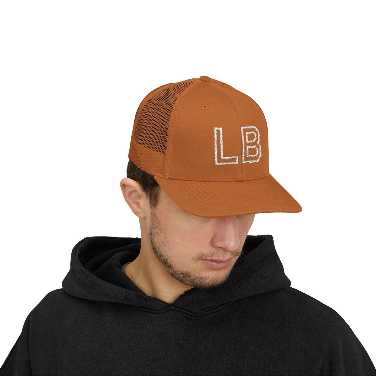LB Green and White Snapback Trucker Cap