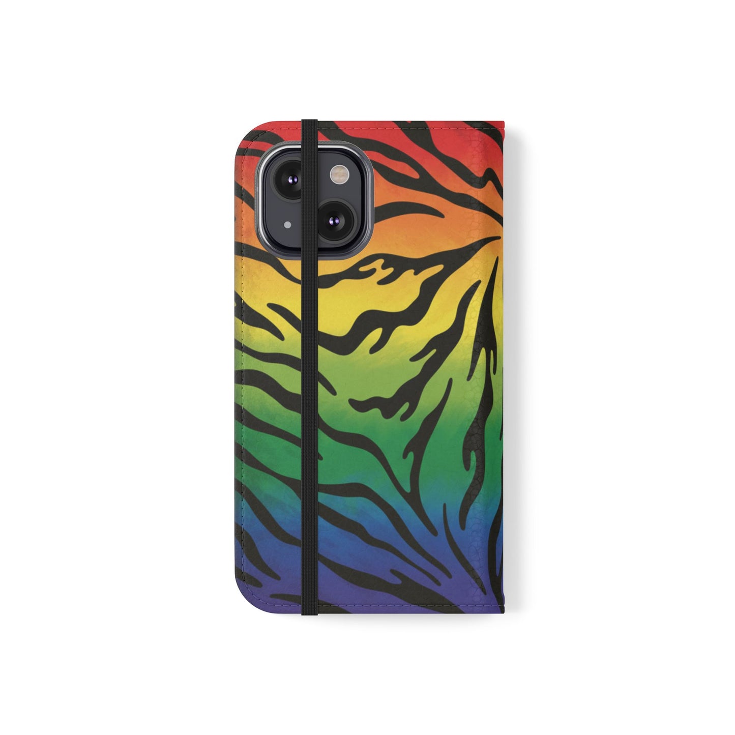 Rainbow Zebra Flip Phone Case – Colorful Pride Wallet Cover