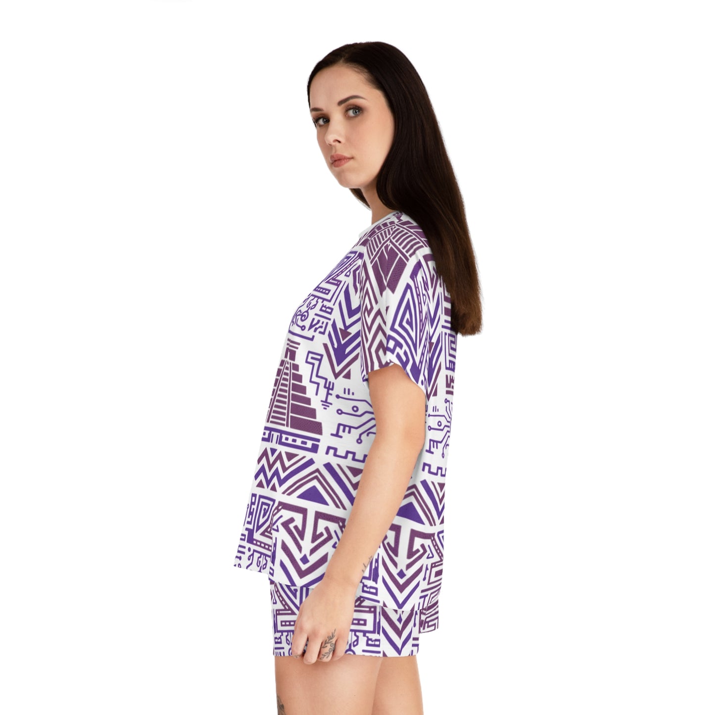 Aztec Purple Pattern Women's Short Pajama Set