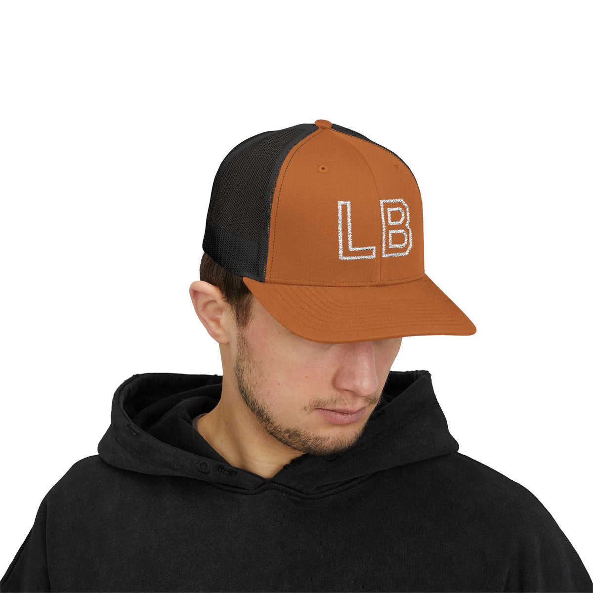 LB Green and White Snapback Trucker Cap
