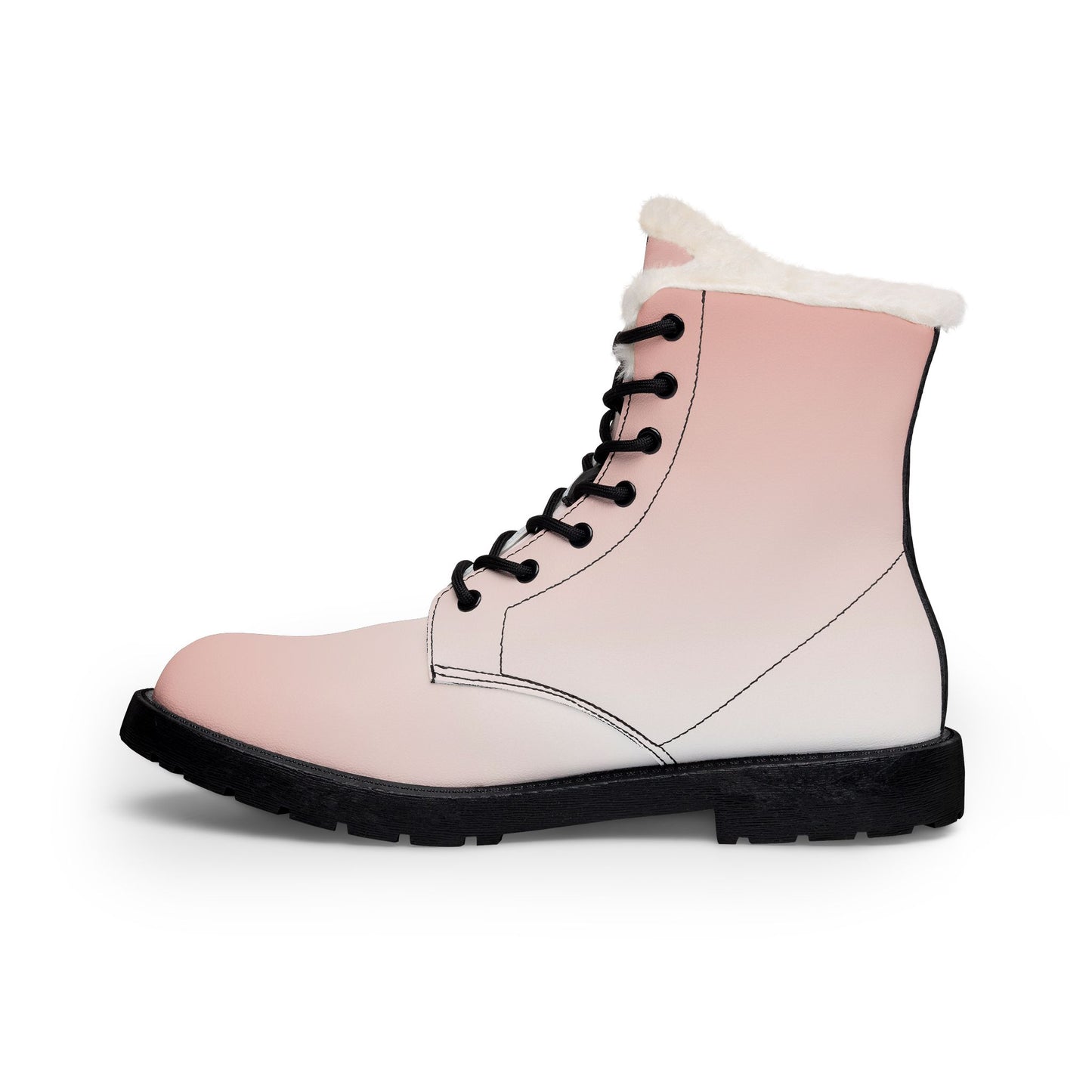 Pink Shearling-Lined Leather Boots — Women's Cozy Fur Winter Boot