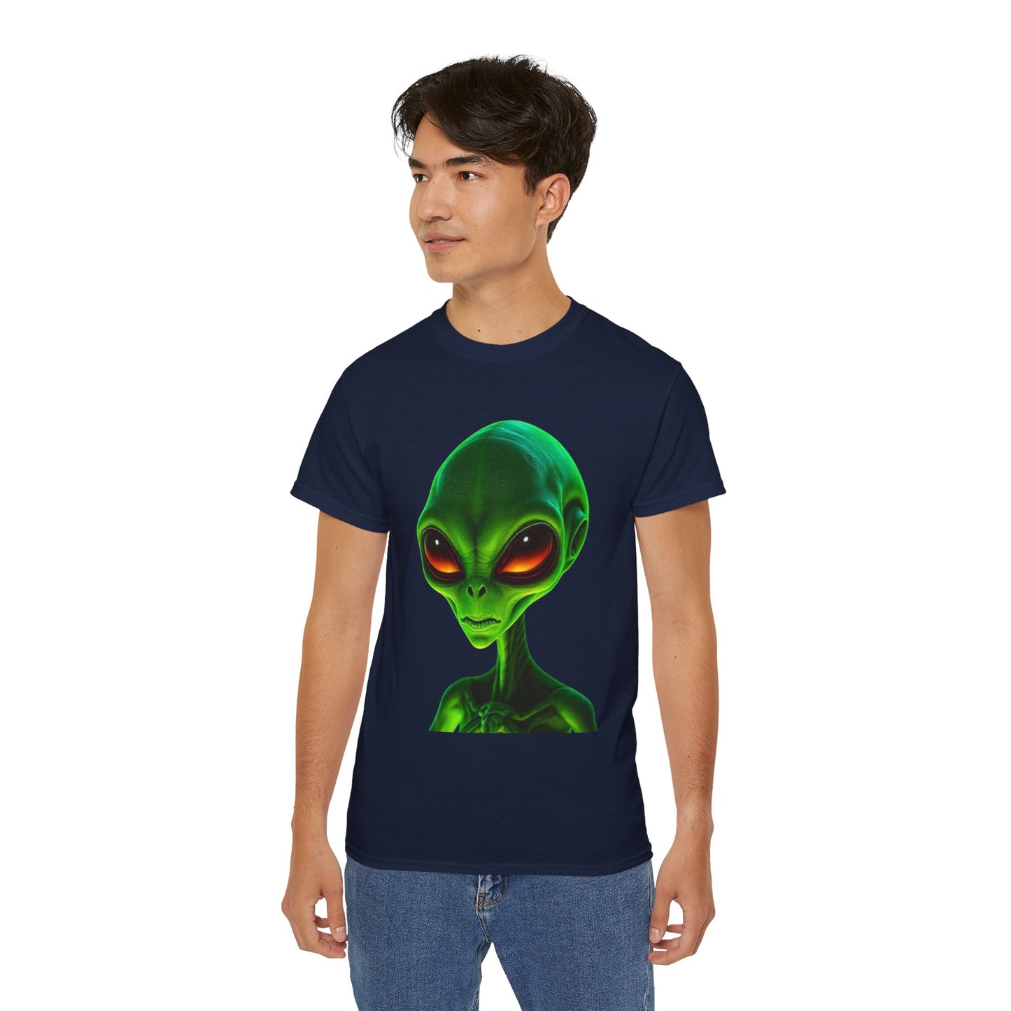 Alien Head Tee – Green Extraterrestrial Graphic T-Shirt