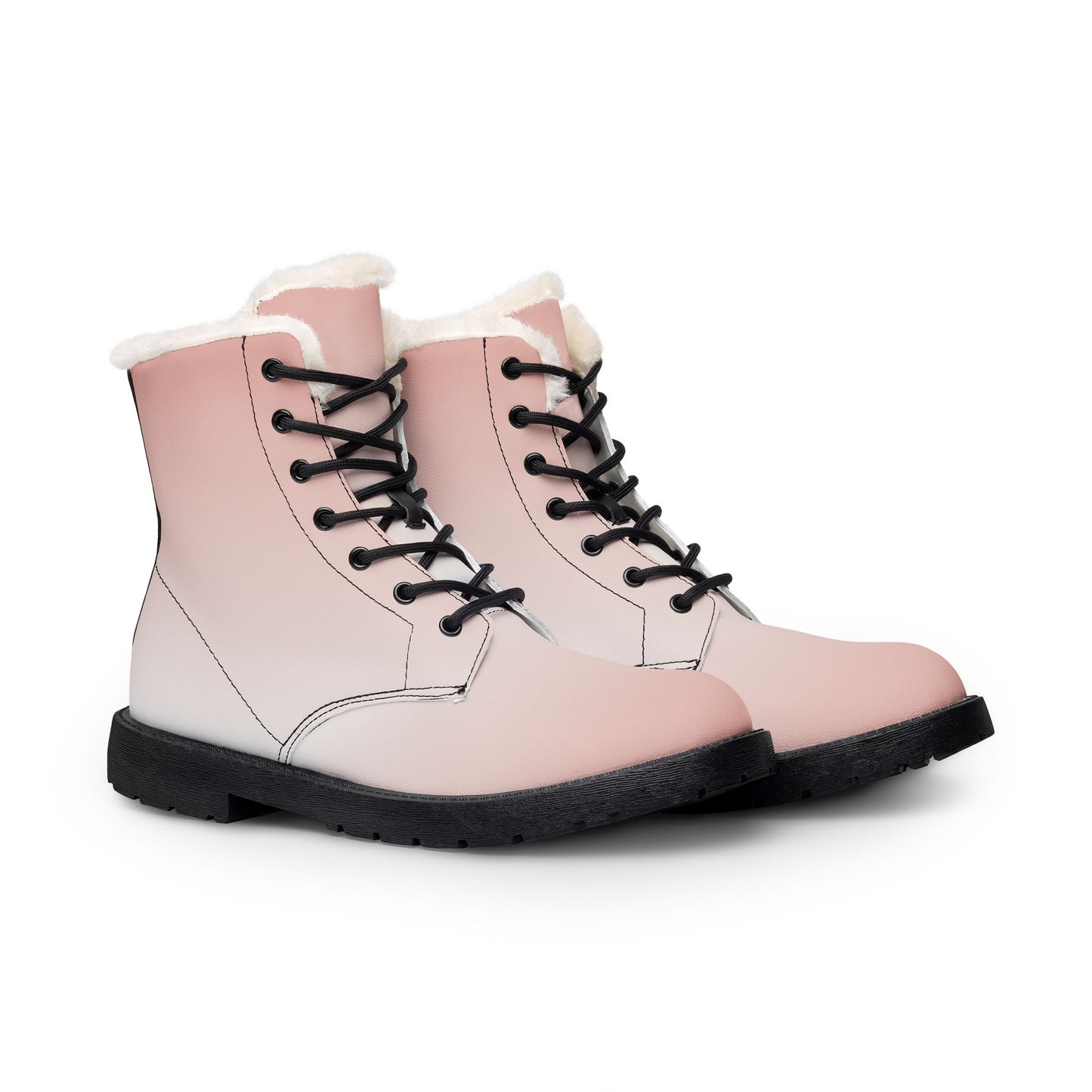 Pink Shearling-Lined Leather Boots — Women's Cozy Fur Winter Boot