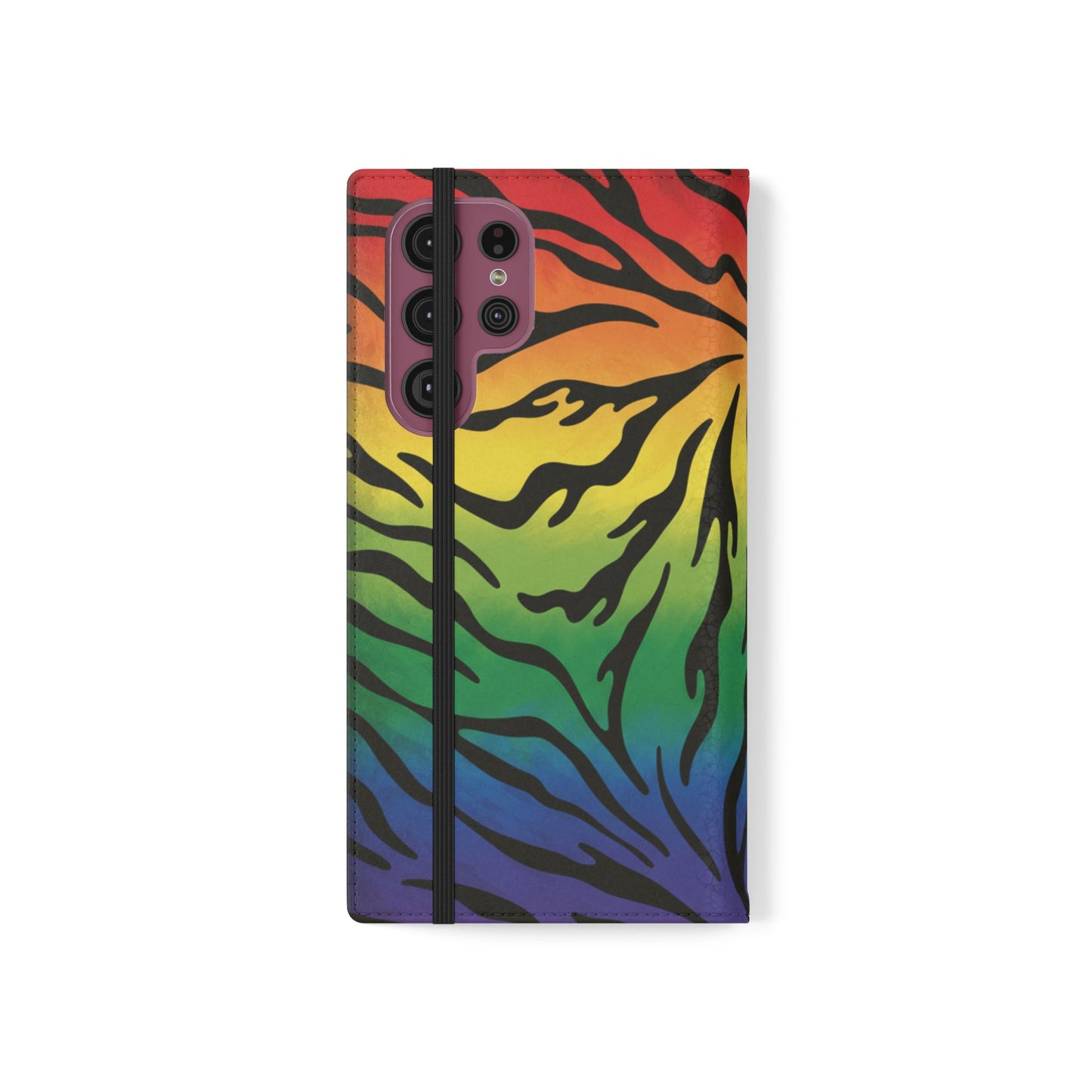 Rainbow Zebra Flip Phone Case – Colorful Pride Wallet Cover