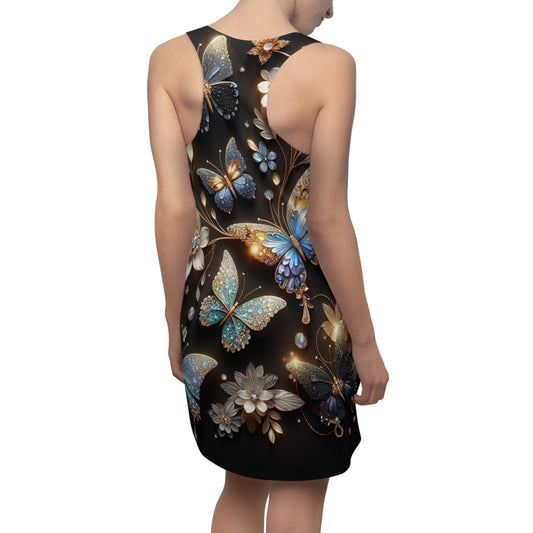 Butterfly Garden Racerback Dress | Floral AOP Sleeveless Dress | Perfect for Summer, Casual Outings, Festivals, Parties, Daily Wear