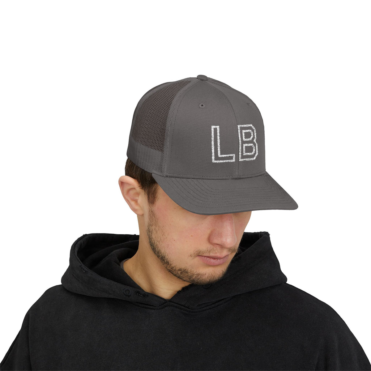 LB Green and White Snapback Trucker Cap