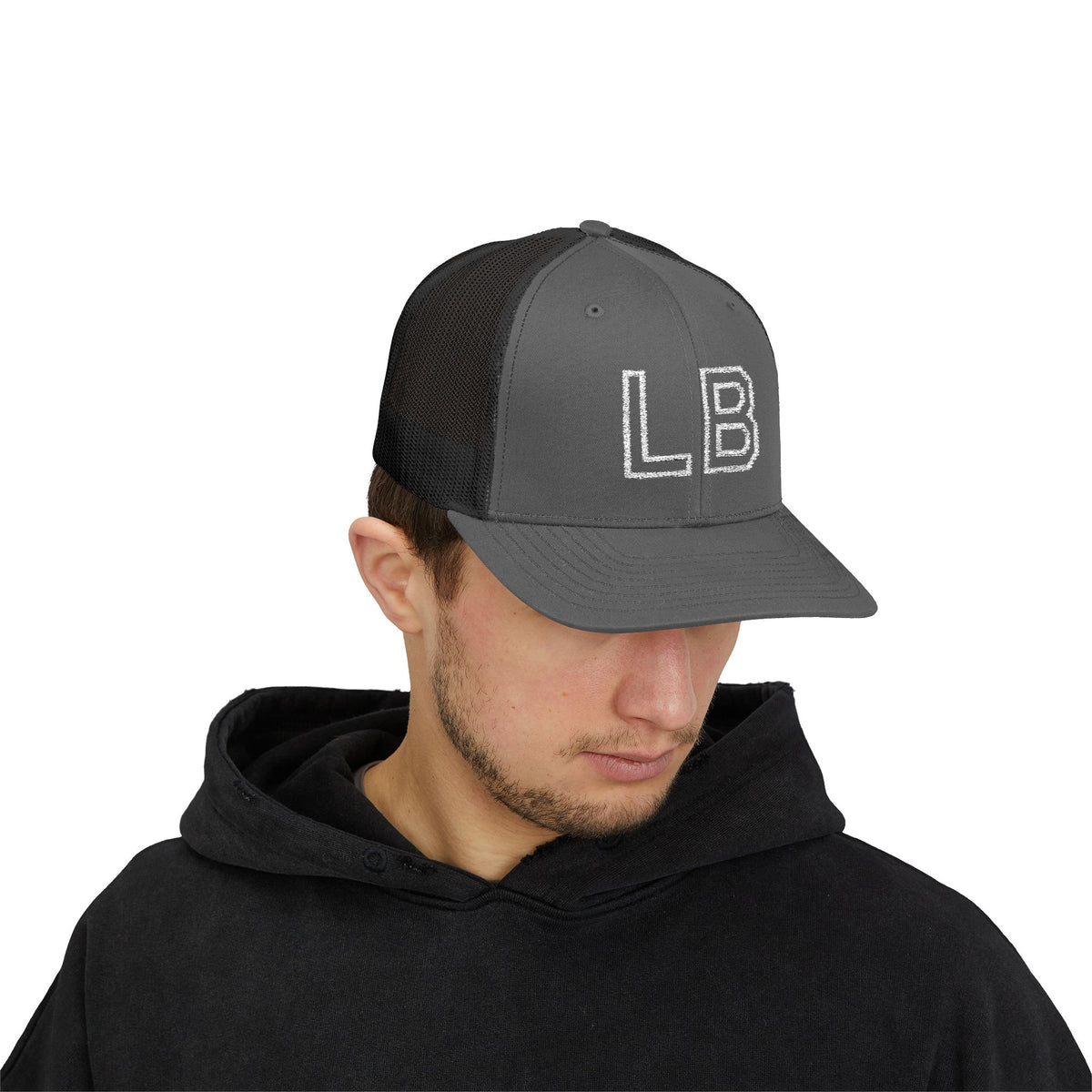 LB Green and White Snapback Trucker Cap