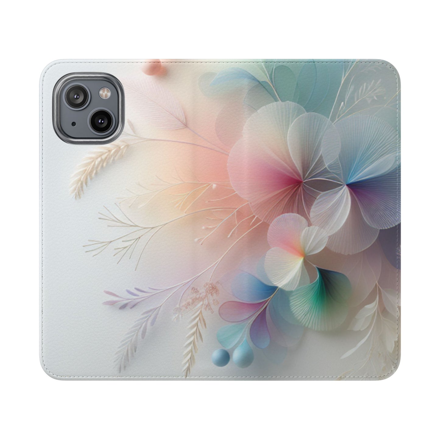 Floral Dream Flip Phone Case - Pastel Watercolor Wallet Cover
