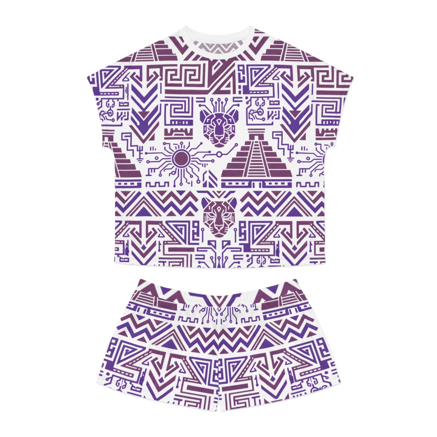 Aztec Purple Pattern Women's Short Pajama Set