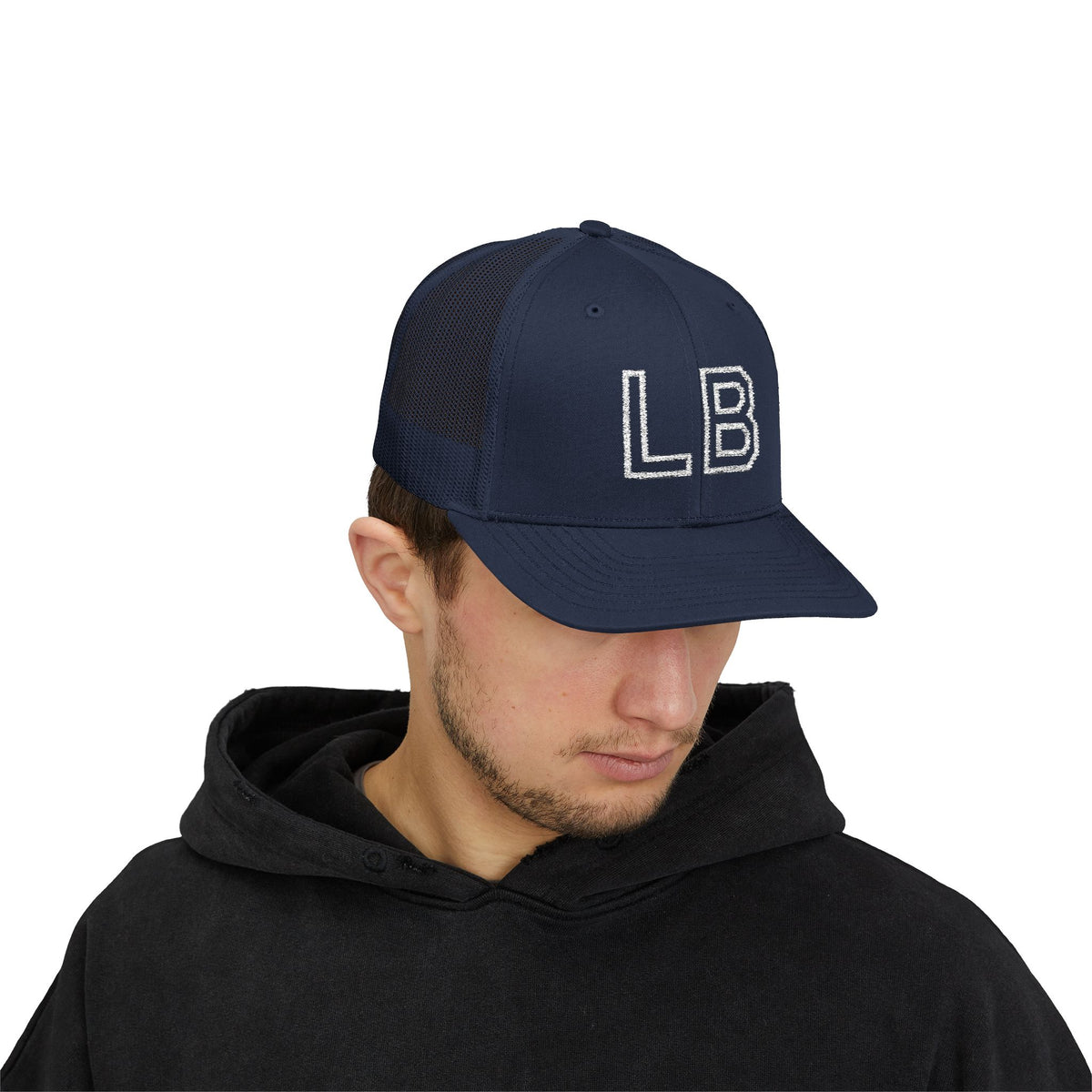 LB Green and White Snapback Trucker Cap