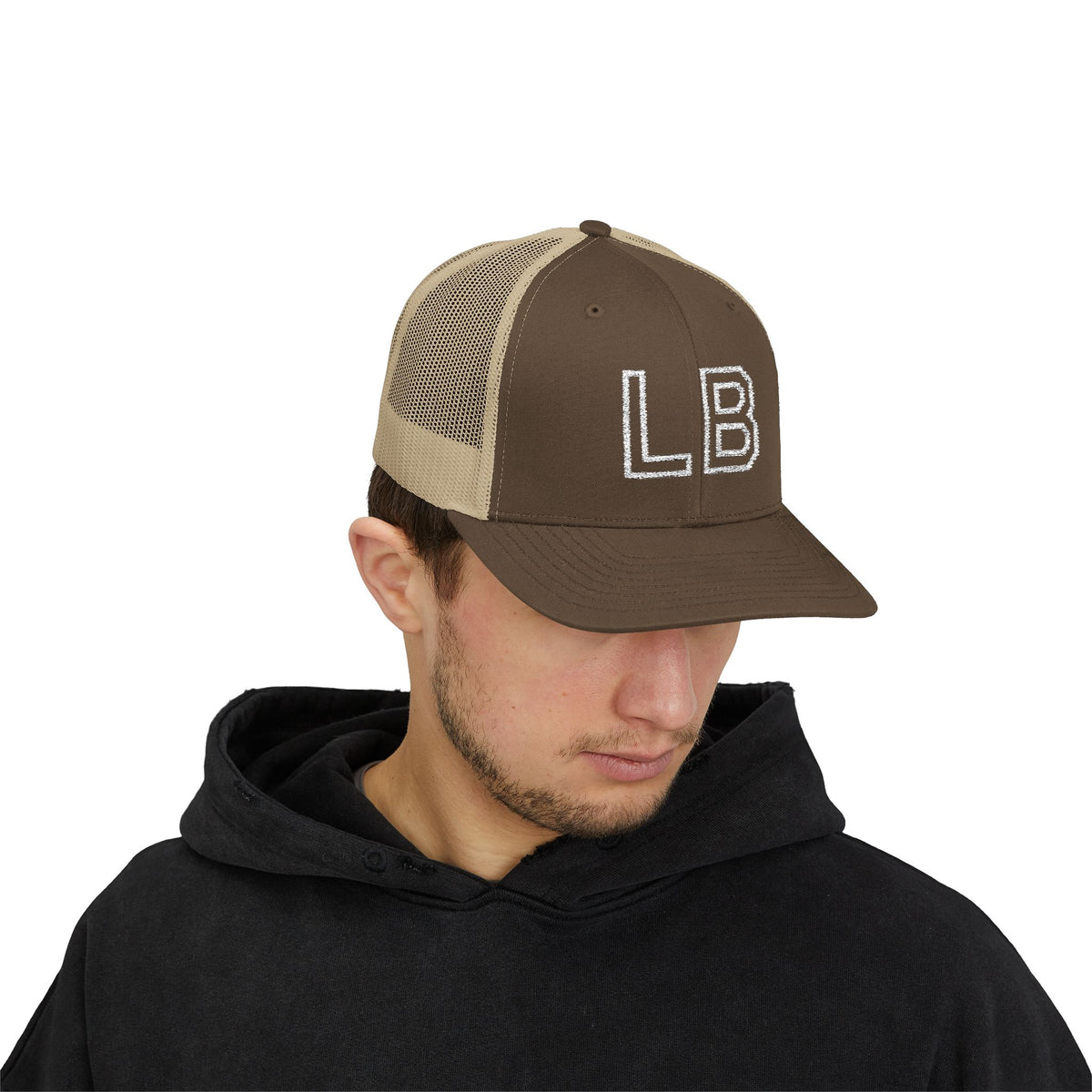 LB Green and White Snapback Trucker Cap