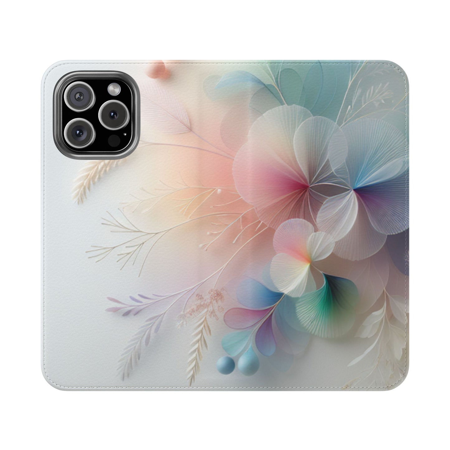 Floral Dream Flip Phone Case - Pastel Watercolor Wallet Cover