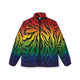 Rainbow Zebra Puffer Jacket — Bold Ombre Animal Print Women’s Coat