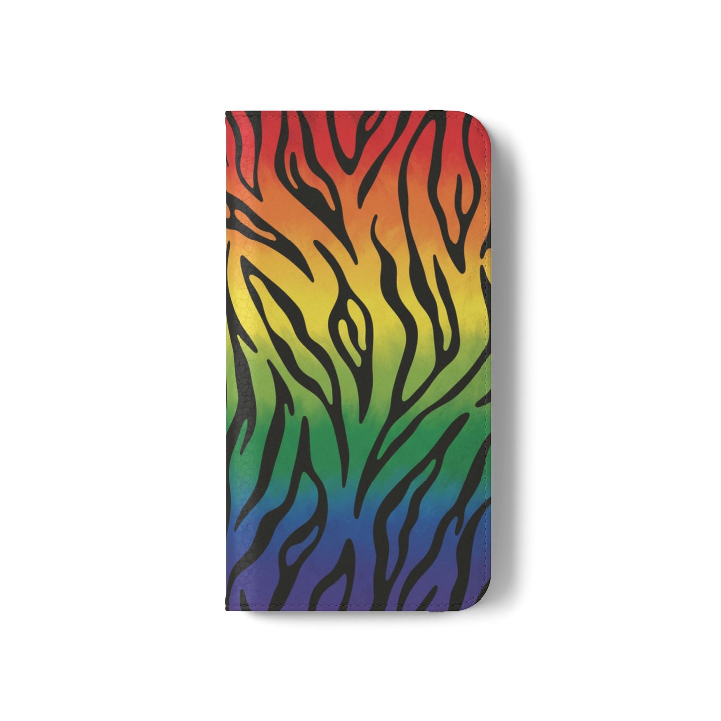 Rainbow Zebra Flip Phone Case – Colorful Pride Wallet Cover