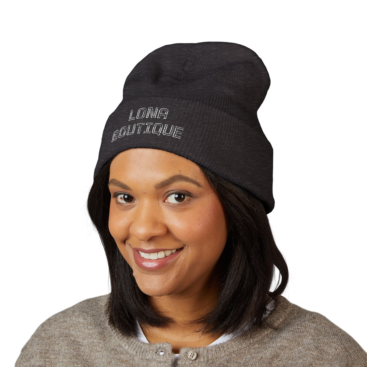 Love Yourself – Bestickte Unisex-Beanie mit Umschlag