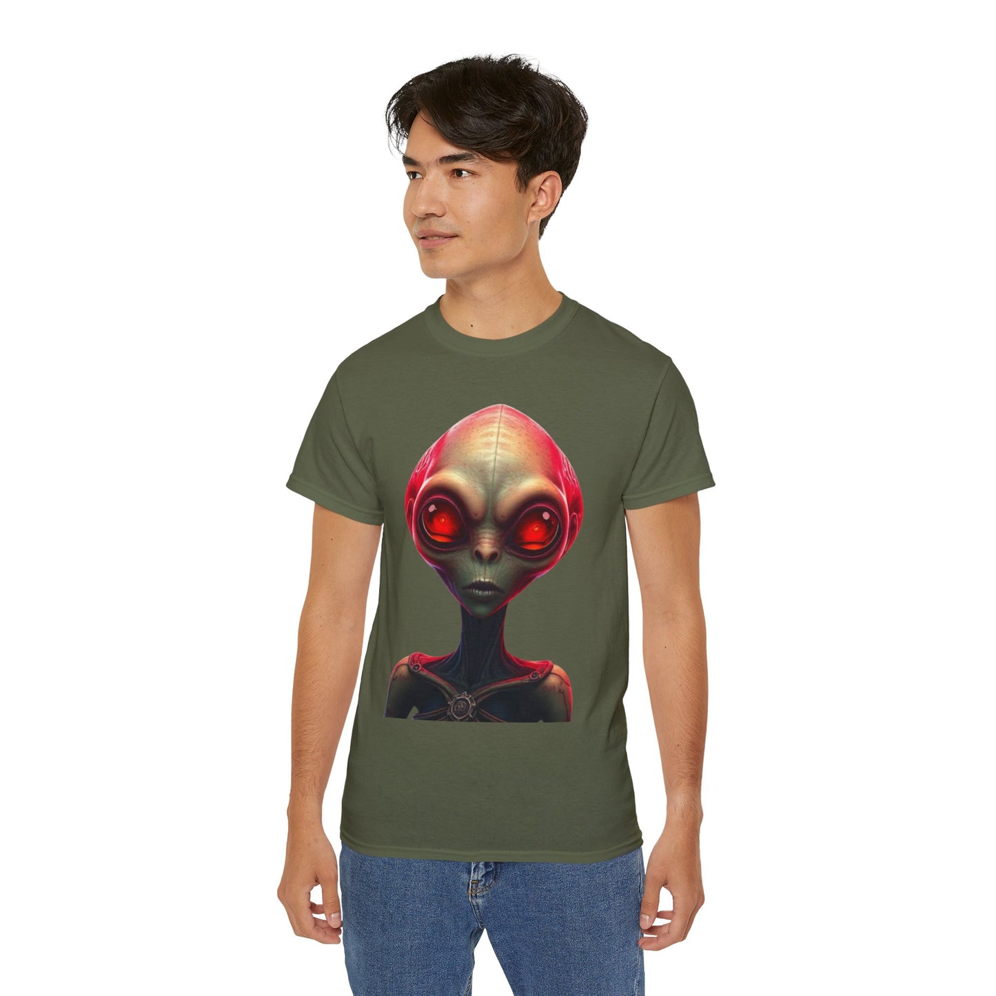 Alien Head Graphic Tee — Retro Red-Eye Extraterrestrial T-Shirt