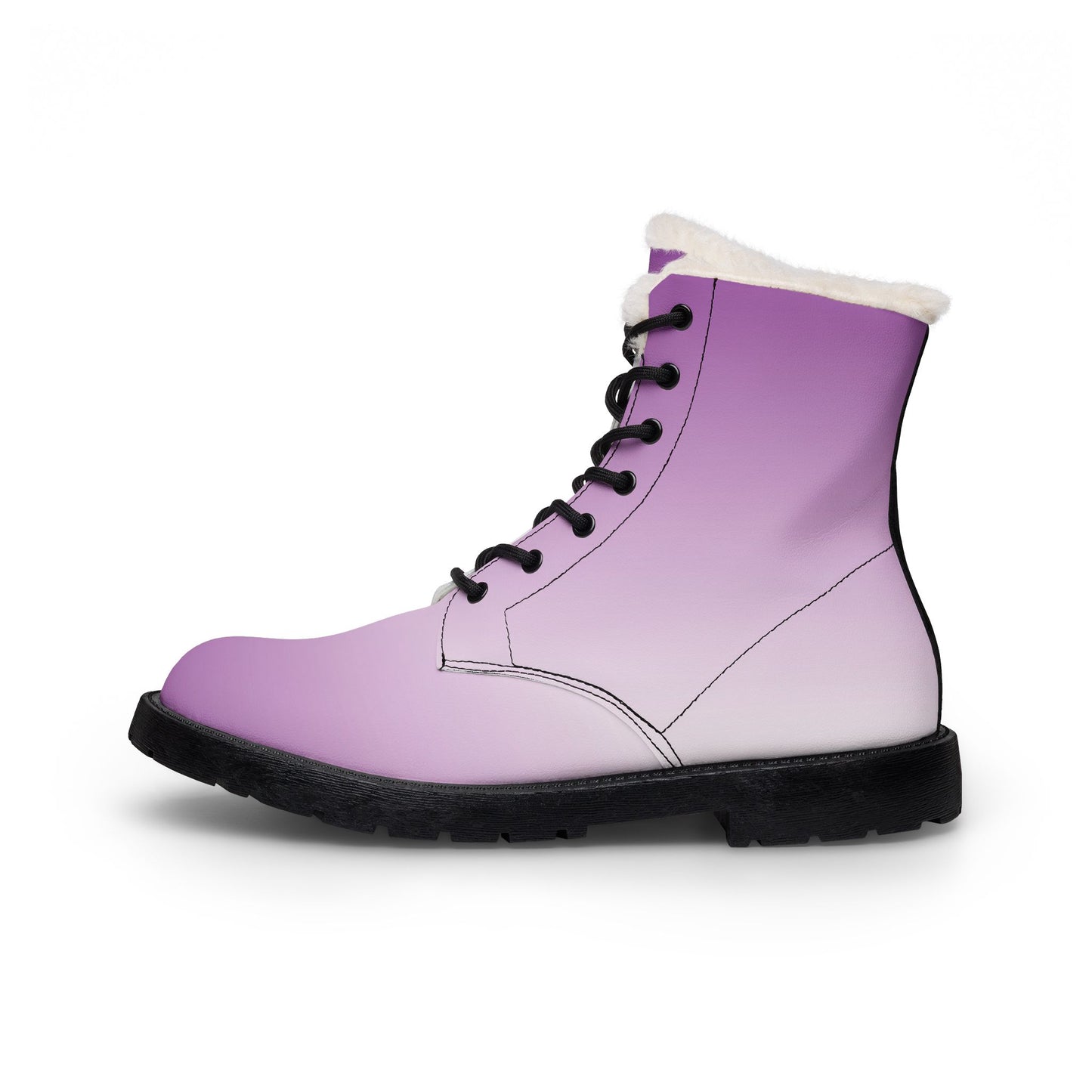 Purple Ombre Fur-Lined Leather Boots — Women's Winter Ankle Boots