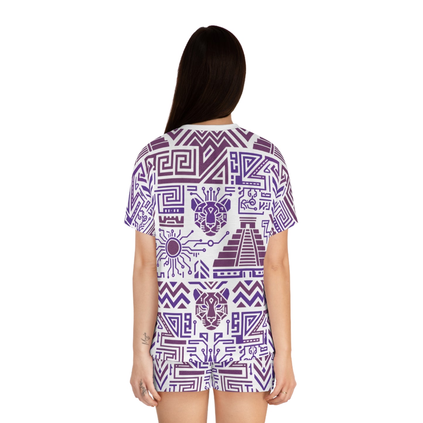 Aztec Purple Pattern Women's Short Pajama Set