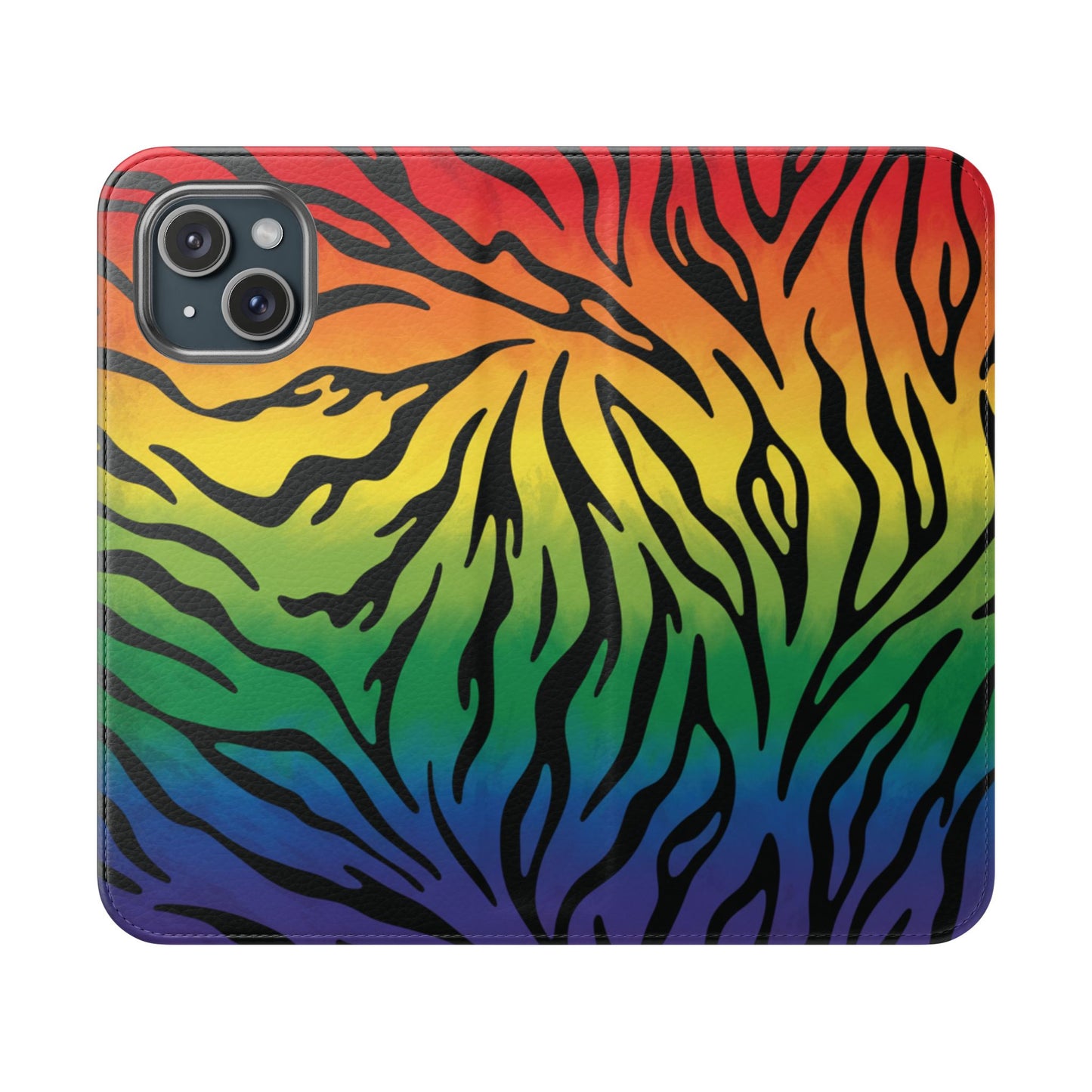 Rainbow Zebra Flip Phone Case – Colorful Pride Wallet Cover