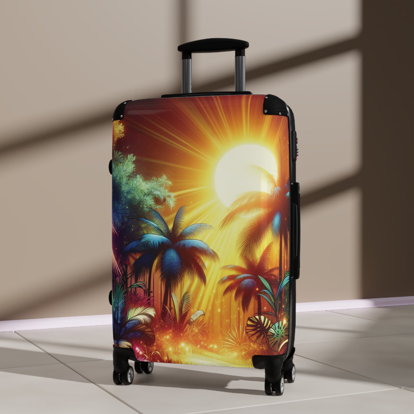 Tropical Sunset Suitcase – Vibrant Palm Beach Travel Luggage