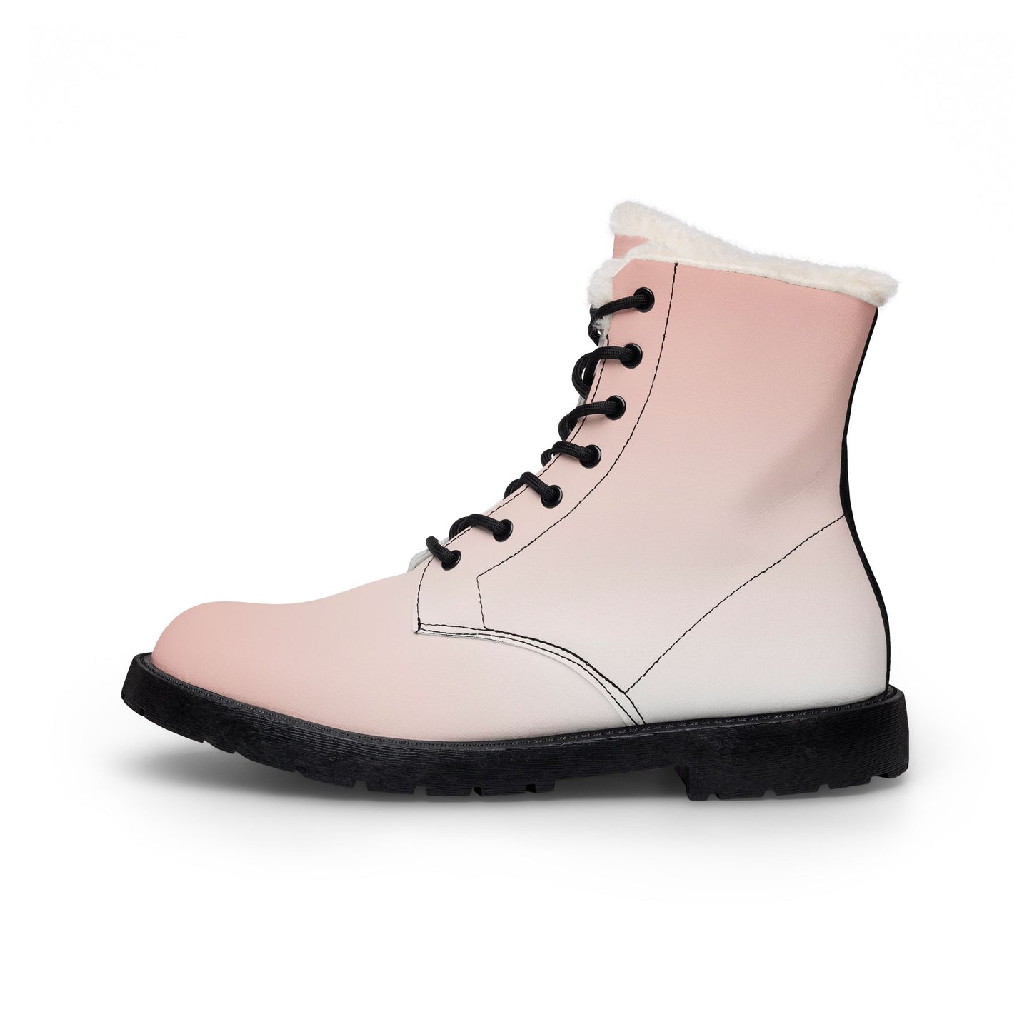 Pink Shearling-Lined Leather Boots — Women's Cozy Fur Winter Boot