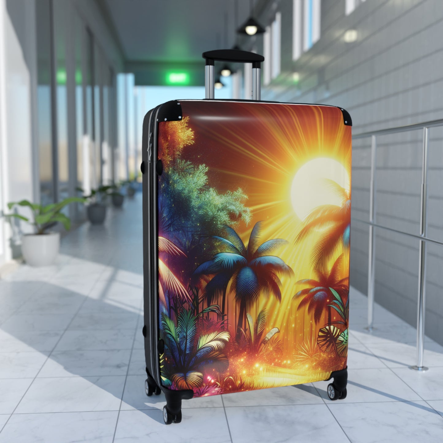 Tropical Sunset Suitcase – Vibrant Palm Beach Travel Luggage