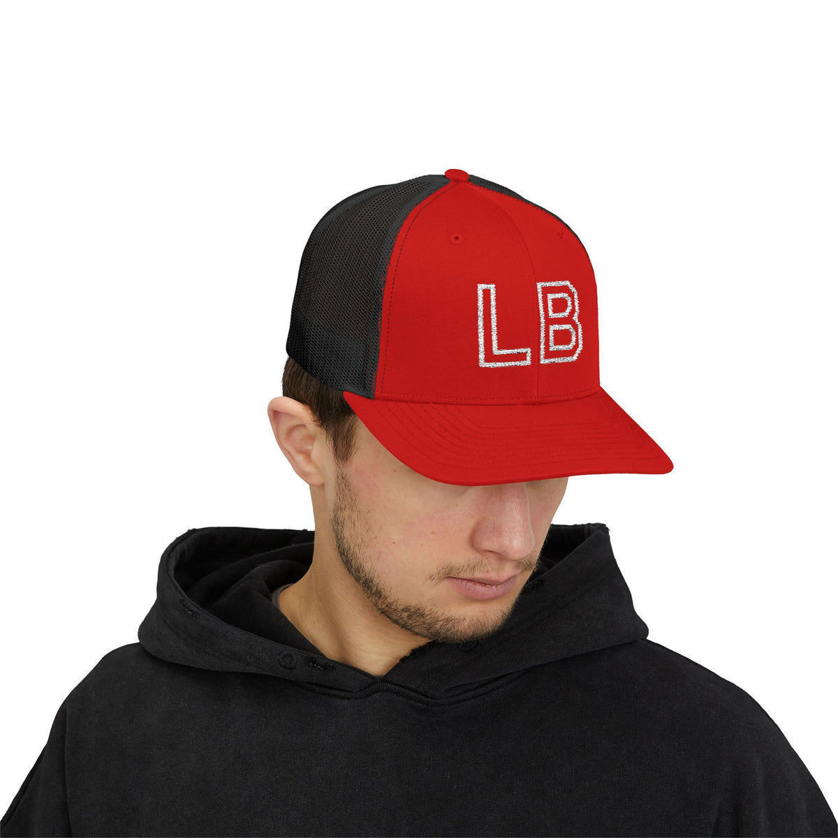 LB Green and White Snapback Trucker Cap