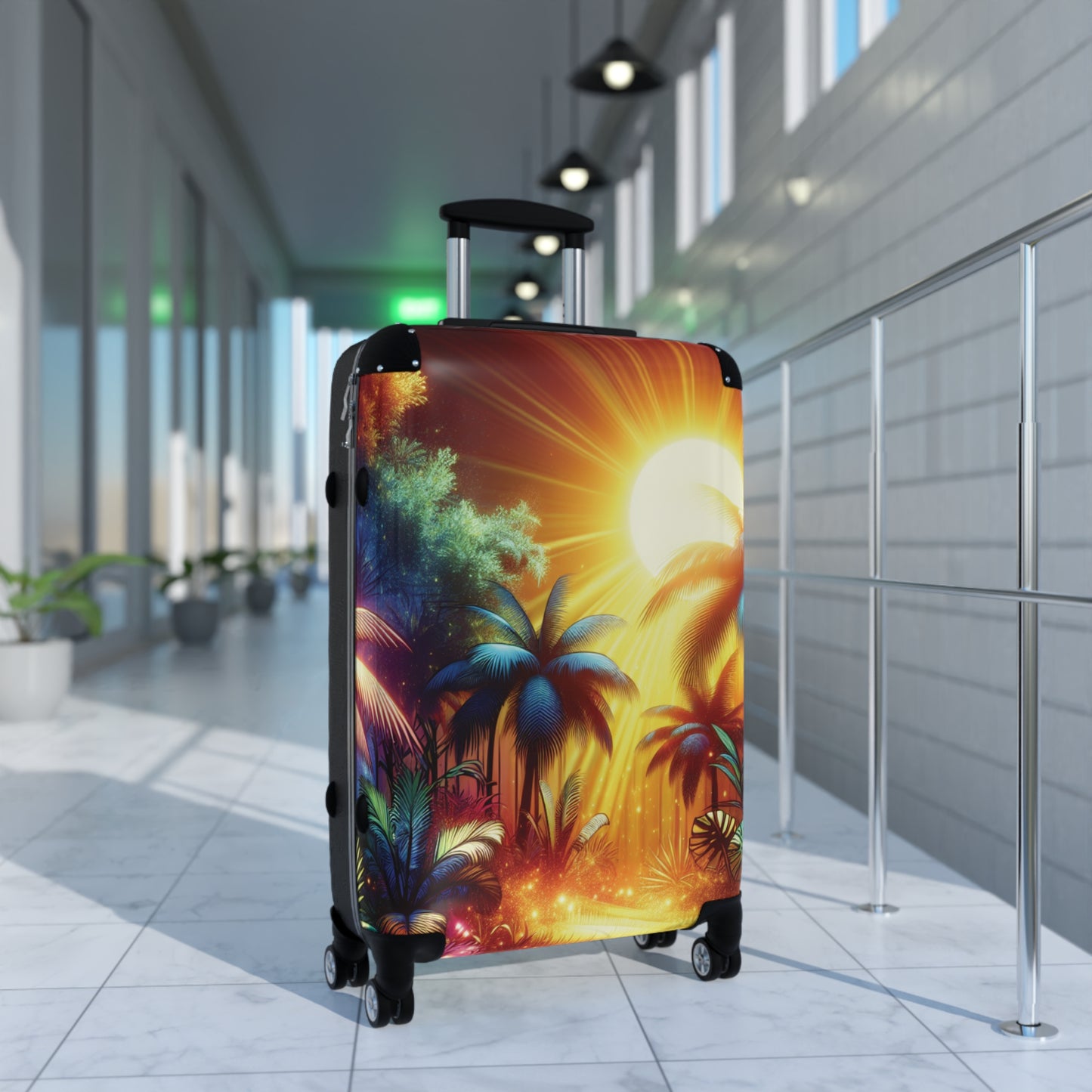 Tropical Sunset Suitcase – Vibrant Palm Beach Travel Luggage