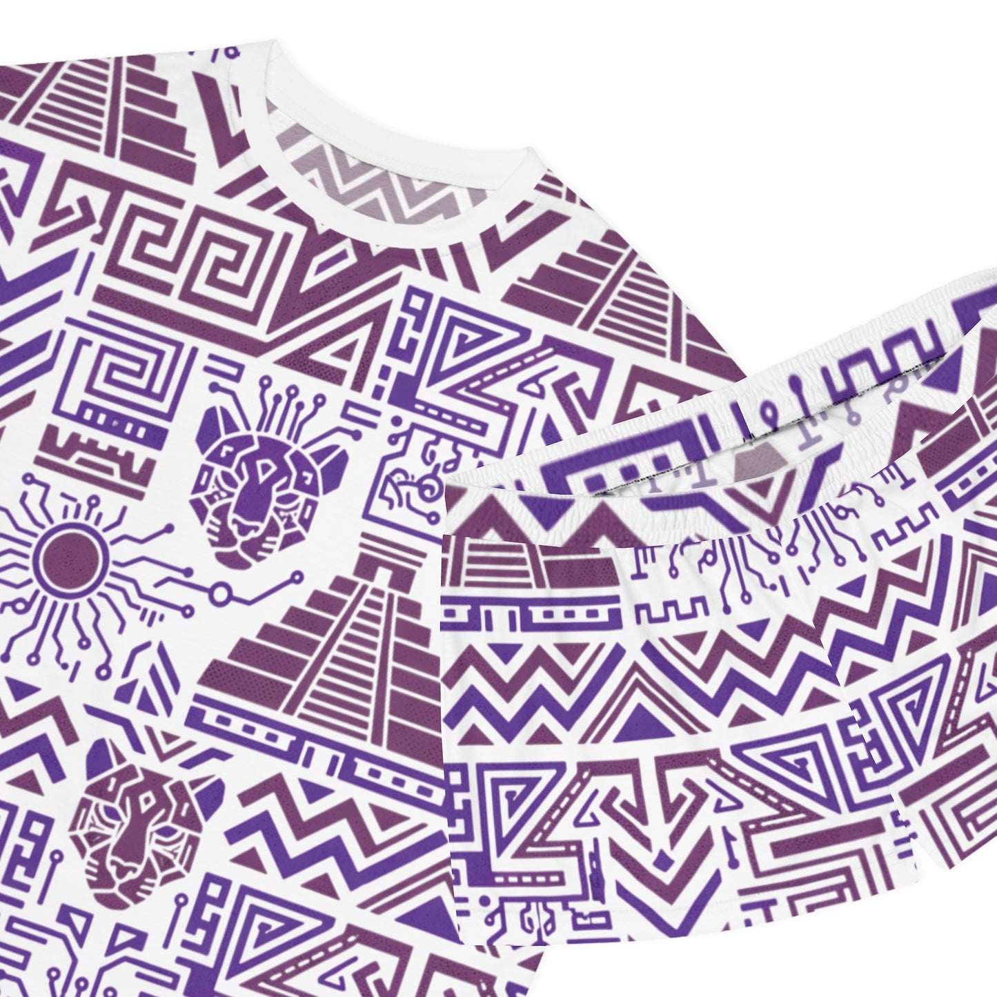 Aztec Purple Pattern Women's Short Pajama Set