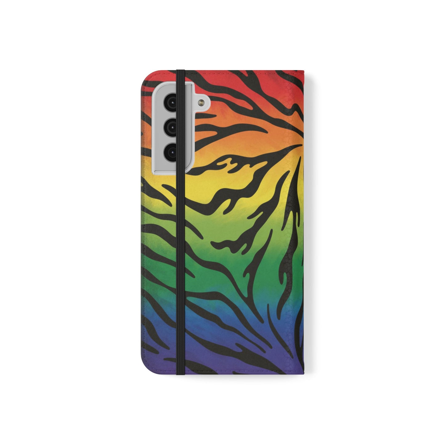 Rainbow Zebra Flip Phone Case – Colorful Pride Wallet Cover