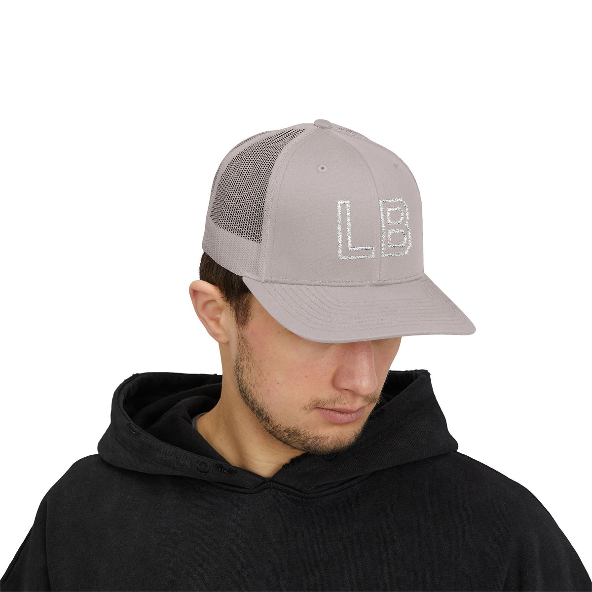 LB Green and White Snapback Trucker Cap