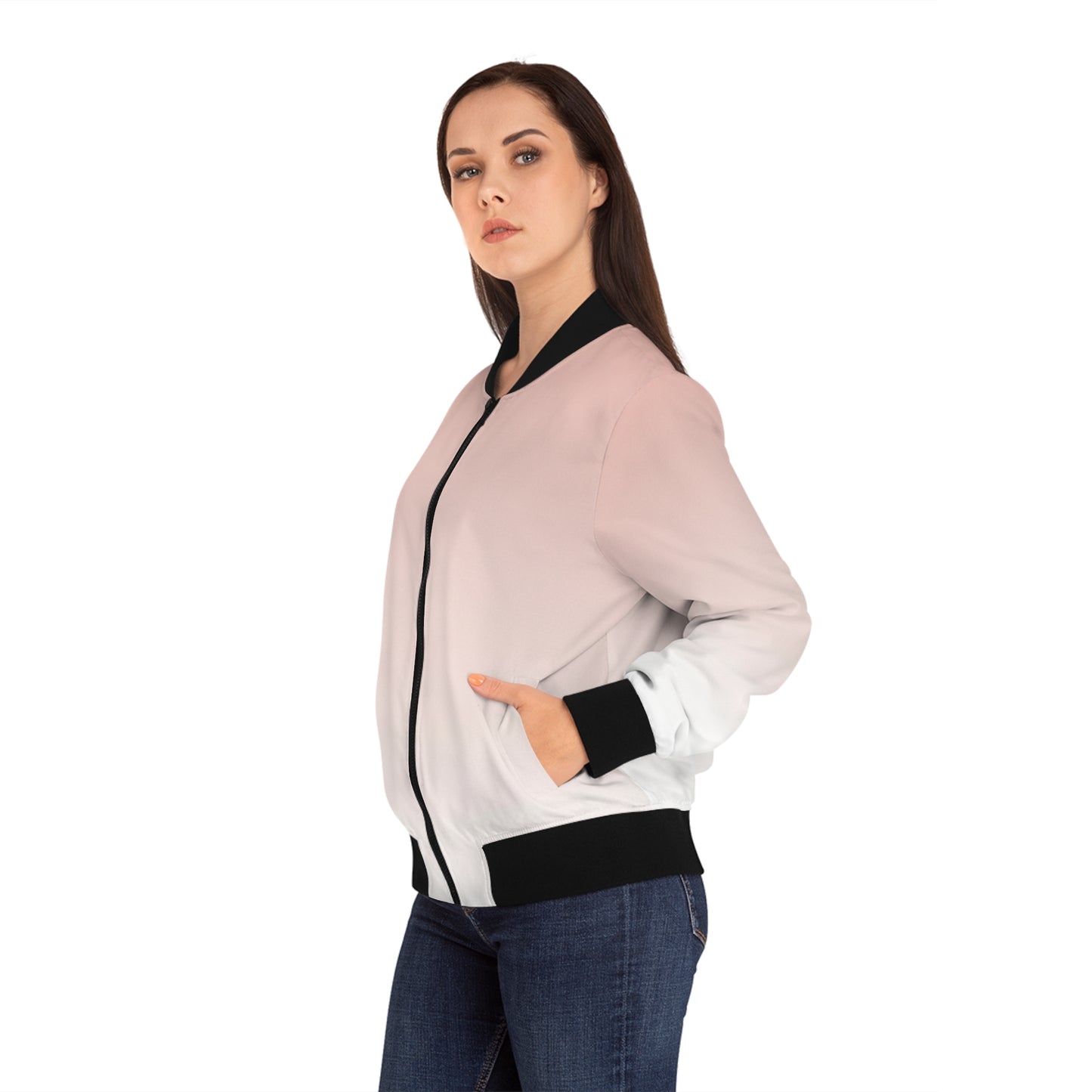 Pink Ombre Bomber Jacket — Women's Lightweight Gradient Jacket
