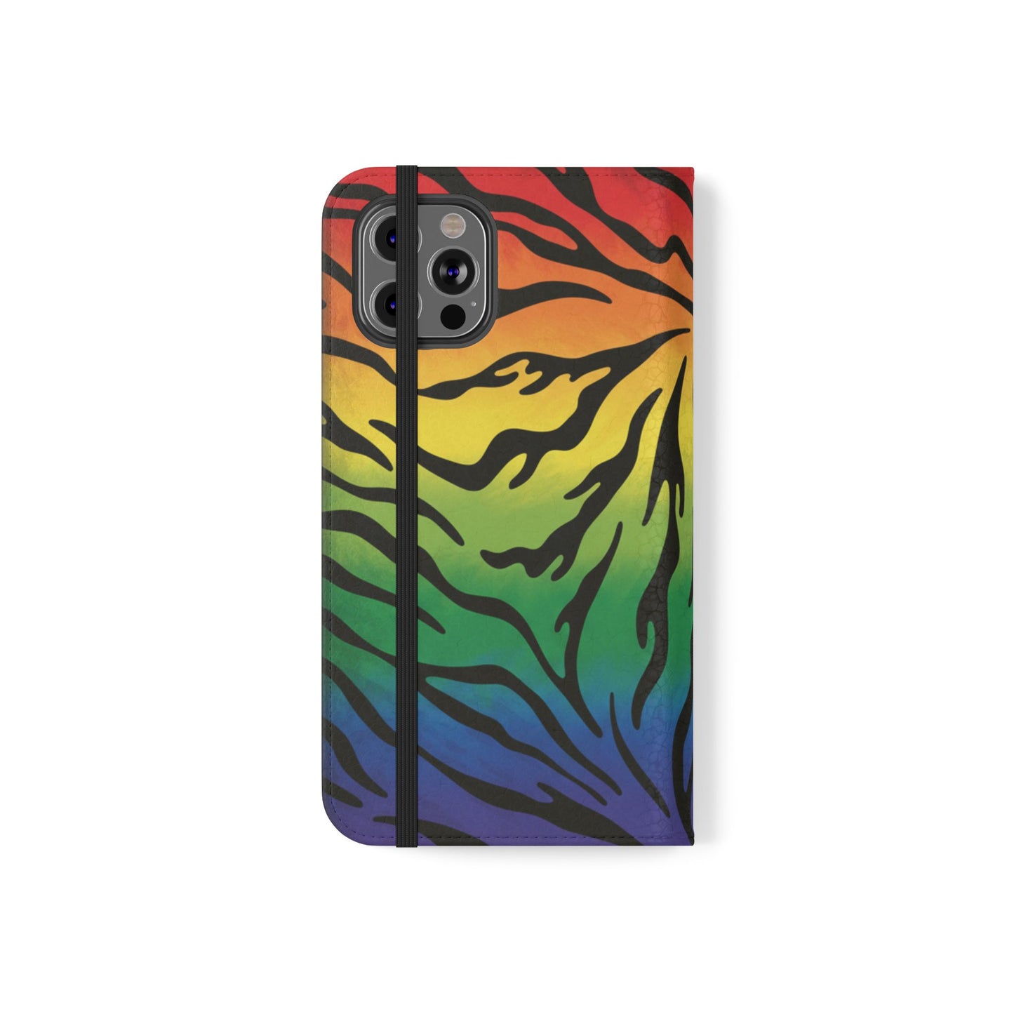 Rainbow Zebra Flip Phone Case – Colorful Pride Wallet Cover