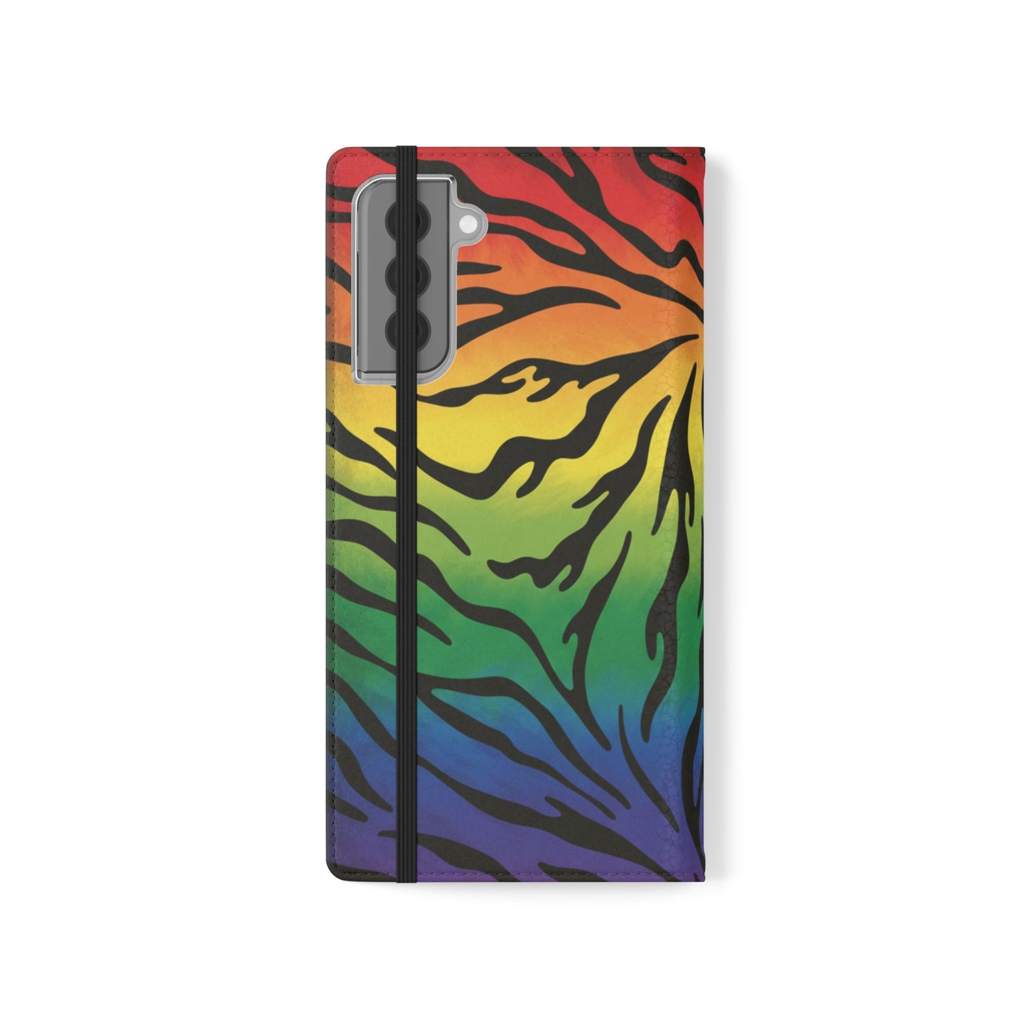 Rainbow Zebra Flip Phone Case – Colorful Pride Wallet Cover
